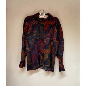 Vintage Andrea Behar Jabe Women's Long Sleeve Wool Tribal Western Top Size 36